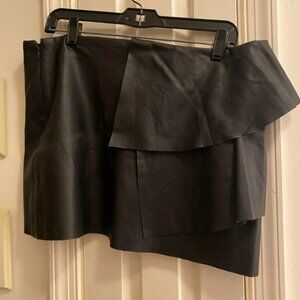 Zara Black Faux Leather Peplum Mini Skirt
